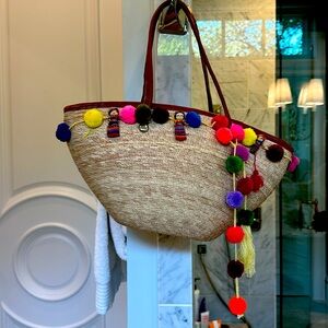 Straw Beach bag with Pom Pom’s purchased in Mexico